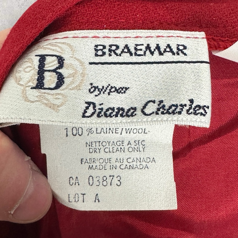 SOLD Vintage 100% Wool Red Pencil Skirt Womens Size 16 Braemar Diana Canada - Picture 4 of 14